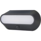 Luceco Carina Outdoor Oval LED Solar-Powered Bulkhead With PIR Sensor Black 470lm