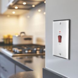 British General Nexus Metal 45A 1-Gang DP Cooker Switch Polished Chrome with LED