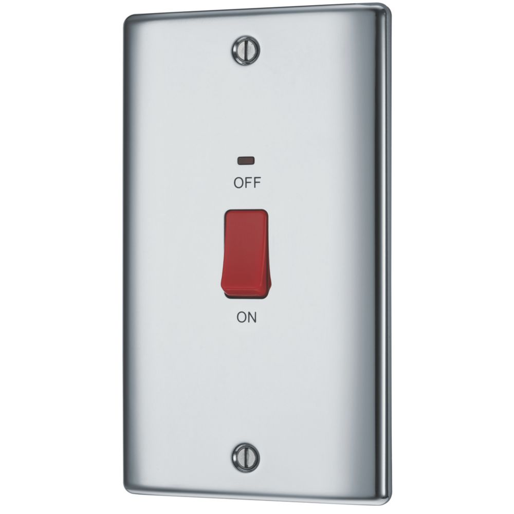 British General Nexus Metal 45A 1-Gang DP Cooker Switch Polished Chrome ...