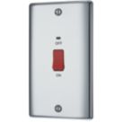 British General Nexus Metal 45A 1-Gang DP Cooker Switch Polished Chrome with LED