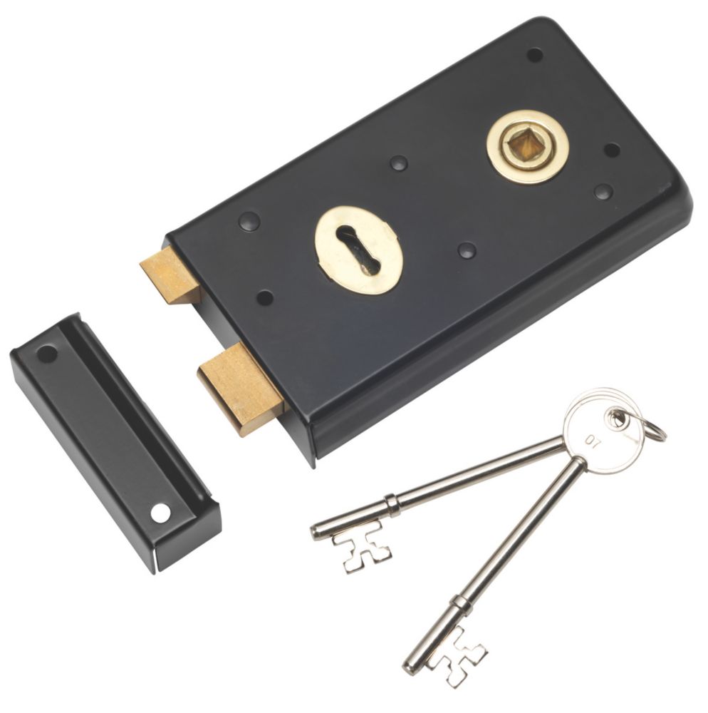 Eurospec Fire Rated Rim Lock Black 145mm x 80mm Screwfix