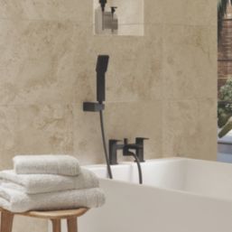 Aqualisa Downtown Black 121mm Deck Mounted Dual Control Manual Shower Mixer Tap