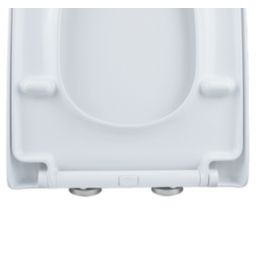 Swirl  Soft-Close with Quick-Release D-Shaped Toilet Seat Stainless Steel & Plastic White