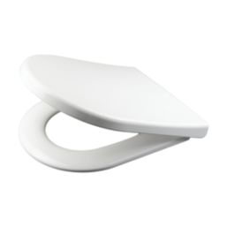 Swirl  Soft-Close with Quick-Release D-Shaped Toilet Seat Stainless Steel & Plastic White