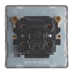 Contactum Lyric 45A 1-Gang DP Control Switch Brushed Steel  with Black Inserts