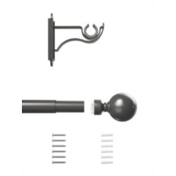 Rothley Polished Gunmetal Extendable Curtain Pole w/ Orb Finials 28mm x 71-120cm