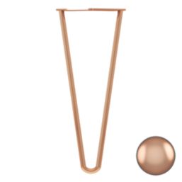 Rothley 2-Pin Hairpin Furniture Leg Polished Copper 350mm