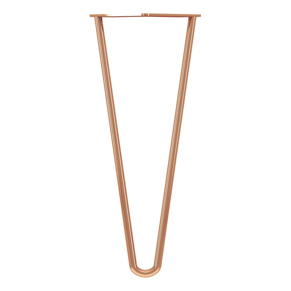 Rothley 2-Pin Hairpin Worktop Leg Polished Copper 350mm - Screwfix