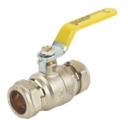 Essentials  Compression Full Bore 22mm Ball Valve with Yellow Handle