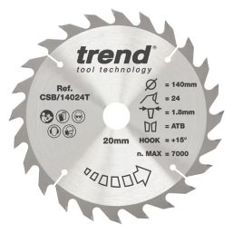 Trend  Wood/Chipboard/MDF Circular Saw Blade 140mm x 20mm 24T