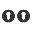 Eclipse  Fire Rated Euro Escutcheon (Pair) Matt Black 52mm
