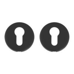 Eclipse  Fire Rated Euro Escutcheon (Pair) Matt Black 52mm