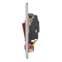 Contactum iConic 32A 1-Gang DP Control Switch & Flex Outlet Brushed Steel with Neon with Black Inserts