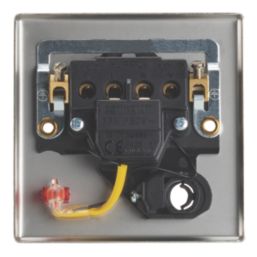 Contactum iConic 32A 1-Gang DP Control Switch & Flex Outlet Brushed Steel with Neon with Black Inserts