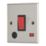 Contactum iConic 32A 1-Gang DP Control Switch & Flex Outlet Brushed Steel with Neon with Black Inserts