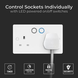 British General 800 Series 13A 2-Gang SP Switched Smart Socket White