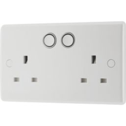 British General 800 Series 13A 2-Gang SP Switched Smart Socket White