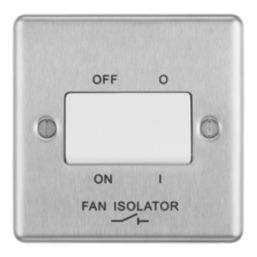 LAP  10AX 1-Gang 3-Pole Fan Isolator Switch Brushed Stainless Steel  with White Inserts