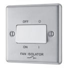 LAP  10AX 1-Gang 3-Pole Fan Isolator Switch Brushed Stainless Steel  with White Inserts