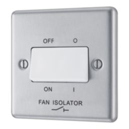LAP  10AX 1-Gang 3-Pole Fan Isolator Switch Brushed Stainless Steel  with White Inserts