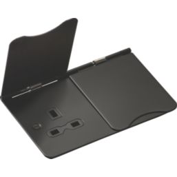 Knightsbridge FPR9UMB 13A 2-Gang Unswitched Floor Socket Matt Black with Black Inserts