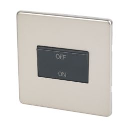 Varilight  10AX 1-Gang 3-Pole Fan Isolator Switch Satin Chrome  with Black Inserts