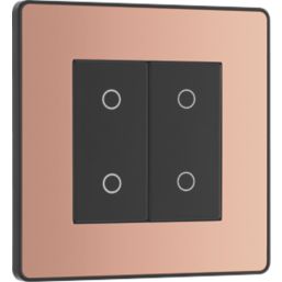 British General Evolve 2-Gang 2-Way LED Double Secondary Touch Trailing Edge Dimmer Switch  Copper with Black Inserts