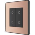 British General Evolve 2-Gang 2-Way LED Double Secondary Touch Trailing Edge Dimmer Switch  Copper with Black Inserts