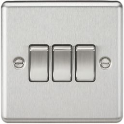 Knightsbridge  10AX 3-Gang 2-Way Light Switch  Brushed Chrome
