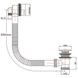 ETAL Freeflow Chrome Square Head Bath Overflow Filler Tap  With Clicker Waste