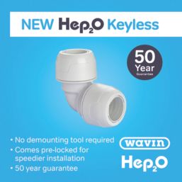 Hep2O  Plastic Push-Fit Equal 90° Keyless Elbow 22mm 10 Pack