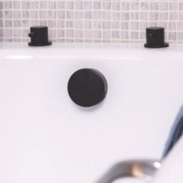 ETAL Freeflow Matt Black Round Head Bath Overflow Filler Tap  With Clicker Waste