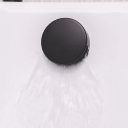 ETAL Freeflow Matt Black Round Head Bath Overflow Filler Tap  With Clicker Waste