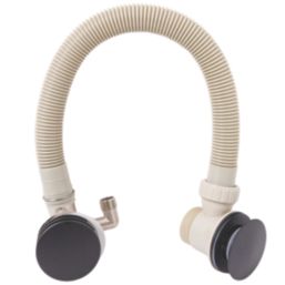 ETAL Freeflow Matt Black Round Head Bath Overflow Filler Tap  With Clicker Waste