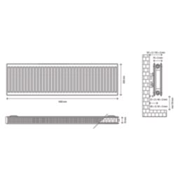Flomasta 500mm x 1400mm 5489BTU White Type 21 Convector Radiator