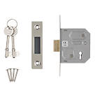 Smith & Locke Fire Rated 3 Lever Nickel-Plated Mortice Deadlock 64mm Case - 44mm Backset