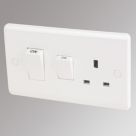LAP  45A 2-Gang DP Cooker Switch & 13A DP Switched Socket White