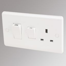 LAP  45A 2-Gang DP Cooker Switch & 13A DP Switched Socket White