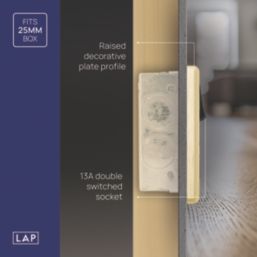 LAP  13A 1-Gang SP Switched Socket + 3A 18W 2-Outlet Type A & C USB Charger Satin Brass with Black Inserts