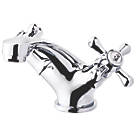Swirl Traditional Basin Mono Mixer Tap with Clicker Waste Chrome