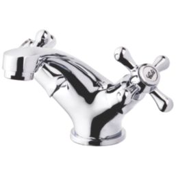 Swirl Traditional Chrome 104mm Cloakroom Cross Head Mono Basin Mixer Tap  With Clicker Waste