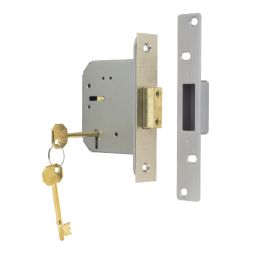 ERA  5 Lever Satin Nickel Mortice Deadlock 76mm Case - 56mm Backset