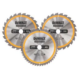 DEWALT  Wood/Plastic Circular Saw Blade Set 250mm x 30mm 24/48T 3 Pieces