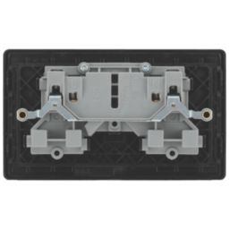 British General Evolve 13A 2-Gang SP Switched Socket Satin Brass  with Black Inserts