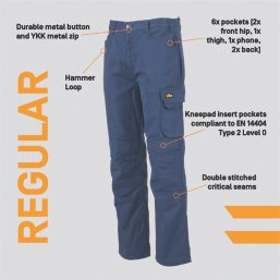 Site Sember Work Trousers Navy 32" W 32" L