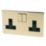 Crabtree Platinum 13A 2-Gang DP Switched Plug Socket Polished Brass  with Black Inserts