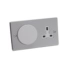 MagCharge  Raised Square with Qi2 Wireless Charging Socket 2-Gang 13Ah Unswitched Satin Chrome with Grey Inserts