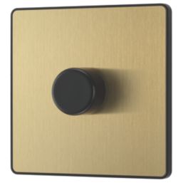 British General Evolve 1-Gang 2-Way LED Dimmer Switch  Satin Brass with Black Inserts