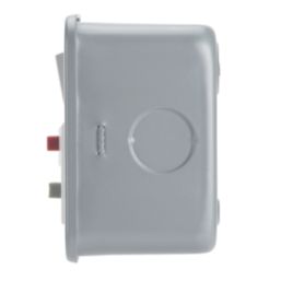 Contactum  13A 2-Gang 2-Pole Switched Metal Clad Passive RCD Socket with White Inserts