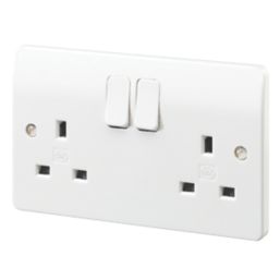MK Logic Plus Rapid Fix 13A 2-Gang DP Switched Sockets White   5 Pack